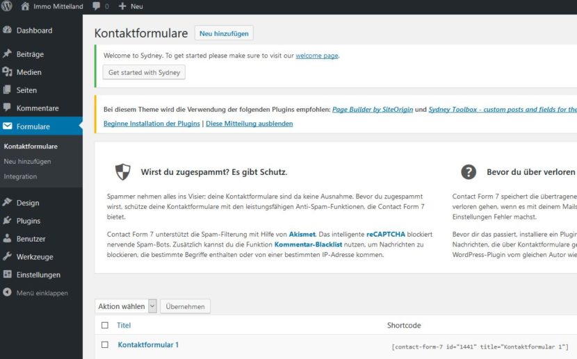 Kontaktformular mit Wordpress erstellen Wordpresskurs Schweiz privat